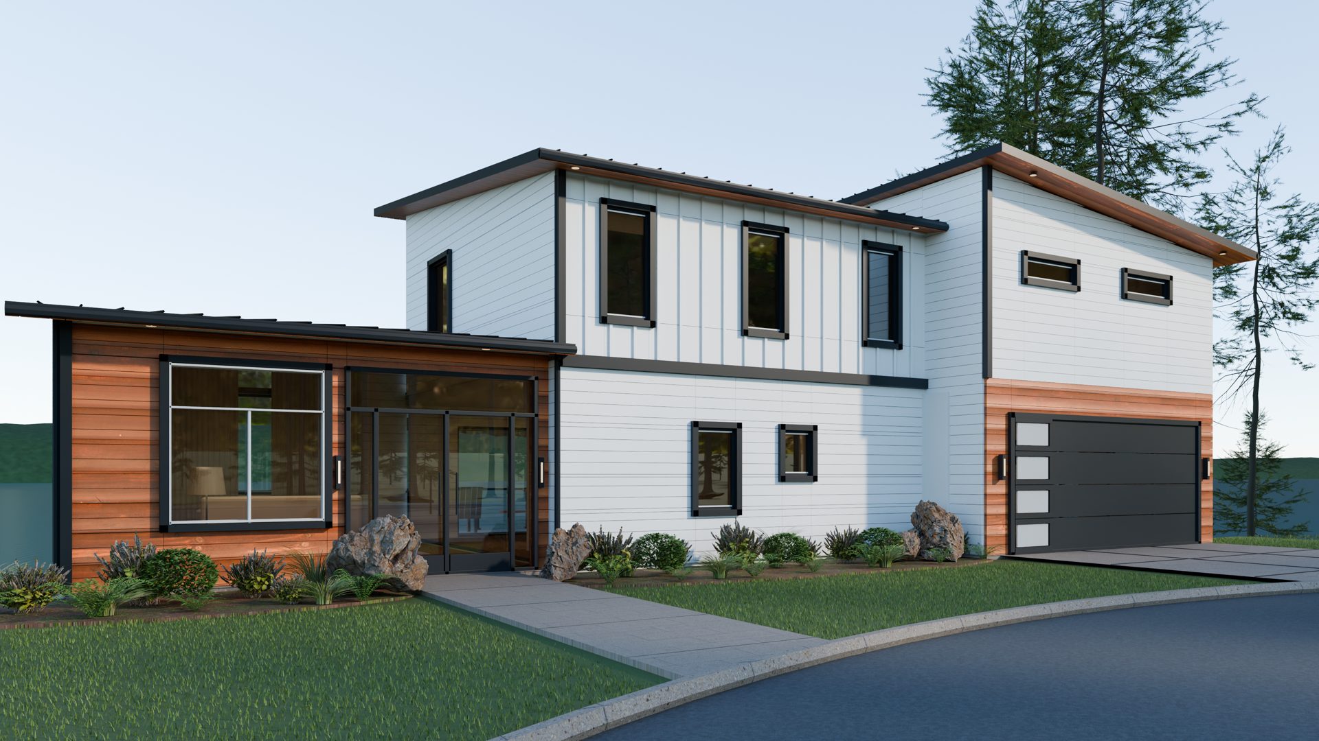 Proposed finished exterior, front daytime view