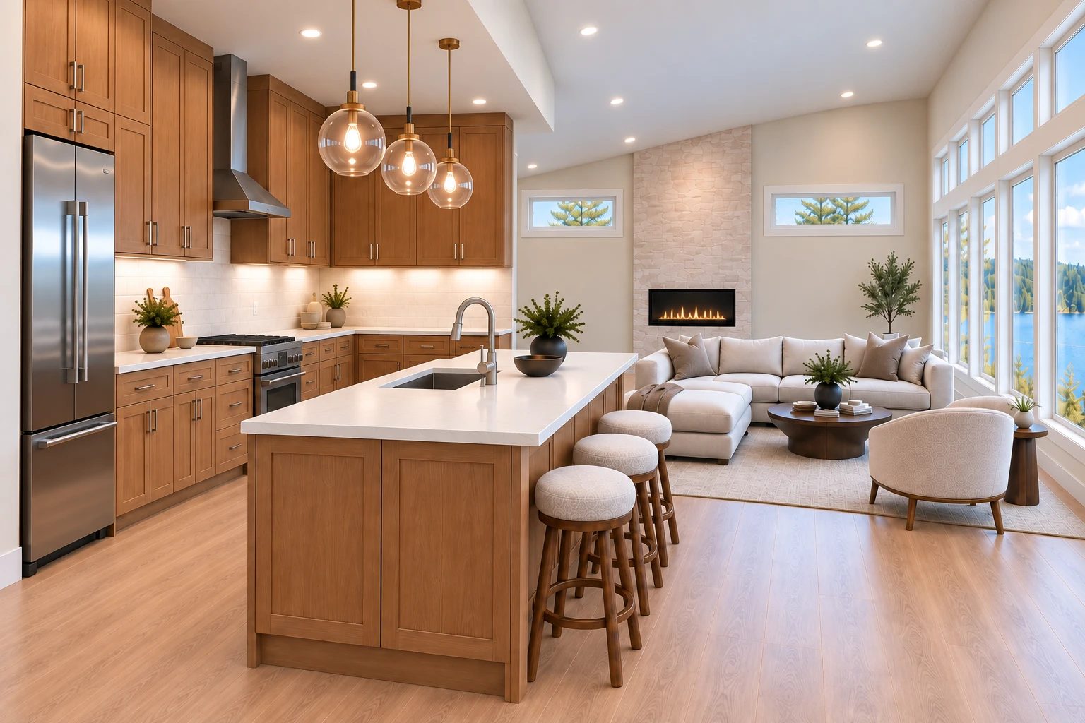 AI Rendering · Kitchen, Full Thermador Suite and Quartz Island